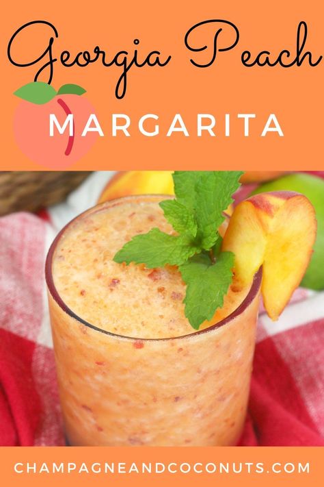 Peach Margarita Recipes, Sugar Free Lemonade, Peach Margarita, Georgia Peaches, Cocktail And Mocktail, Boozy Drinks, Peach Recipe, Margarita Recipes, Alcohol Drink Recipes