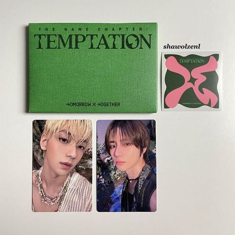 Katie🐱 on Instagram: "i get so far behind on posting my albums that i should just stop it all together LMAO but anyways here’s my txt the name chapter: temptation weverse albums^^ i bought 5 so swipe to see all my other pulls 🥲 i was blessed to pull DOUBLE SOOBIN in one album 🥹🥹 #txt #투모로우바이투게더" Txt Temptation Album Cover, Taehyun The Name Chapter Temptation, Temptation Album Txt, Txt Pc Scan Temptation, Kpop Unboxing, All Txt Albums Collection, Foto Card, Txt Album, The Name Chapter Temptation