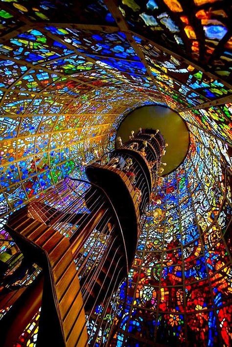 Stained Glass Staircase, Kanagawa Japan, Victorian Interiors, Glass Staircase, Stairway To Heaven, Glass Marbles, Staircase Design, Beautiful Architecture, Beautiful Buildings