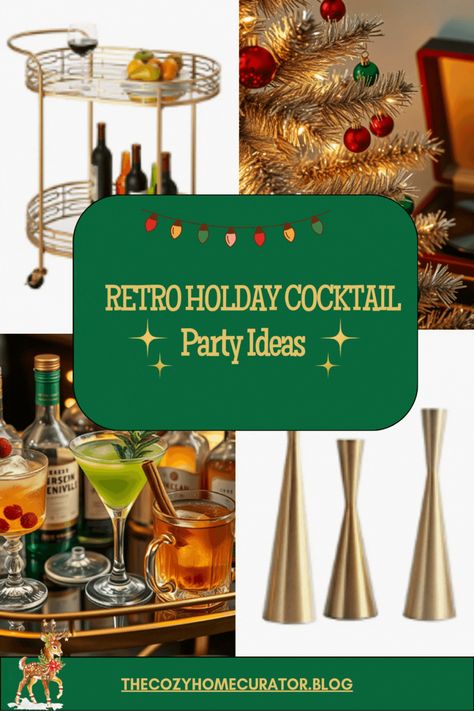 If you're dreaming of a holiday that's purr-fectly retro, I've got you covered. 🍸✨ Check out my latest blog for tips on hosting a dazzling 1950s holiday cocktail & mocktail party!#RetroHoliday #VintageChristmas #1950sParty #HolidayCocktails #MocktailParty #RetroVibes #MidCenturyModern #HolidayEntertaining #CocktailHour #CozyLiving #HolidayDecor #ThrowbackChristmas #HolidayPartyIdeas #RetroAesthetic #NostalgicHolidays #VintageVibes #ChristmasParty #HolidaySoiree #CozyHomeDecor #HolidayHosting 1950 Cocktail Party, Swanky Christmas Party, Retro Holiday Party, Holiday Cocktail Party Decorations, Holiday Cocktail Party Ideas, Holiday Happy Hour, Vintage Holiday Party, 1950s Cocktail Party, Cocktail Party Ideas