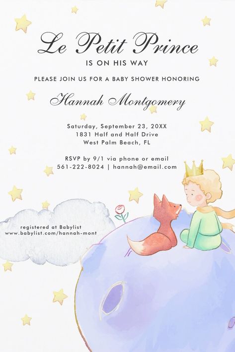 La Petit Prince Boy Baby Shower Invitations Le Petit Prince Baby Shower Ideas, Little Prince Baby Shower Ideas, Prince Baby Shower Ideas, Boy Baby Shower Invitations, Prince Baby Shower Invitations, Prince Baby Shower, Baby Invitations, Boy Baby Shower, Little Prince