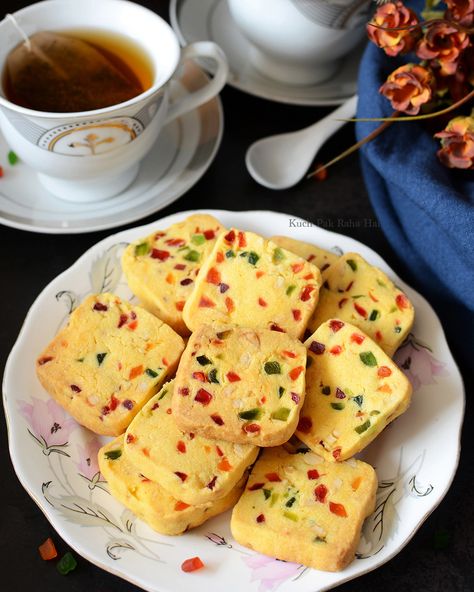 Tutti Frutti Cookies, Tutti Frutti Recipe, Fruit Biscuits, Crisp Cookies, Cookies Fruit, Fruity Cookies, Egg Free Cakes, Colour Studies, Egg Free Cookies