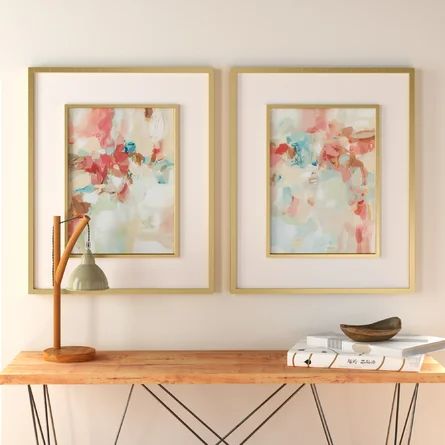 Willa Arlo Interiors A Touch of Blush and Rosewood Fences by Grace Feyock - 2 Piece Picture Frame Painting Print Set | Wayfair Above Couch, Condo Design, Fence Paint, Stylish Art, Neutral Walls, Picture Frame Painting, Floral Artwork, Frame Painting, By Grace