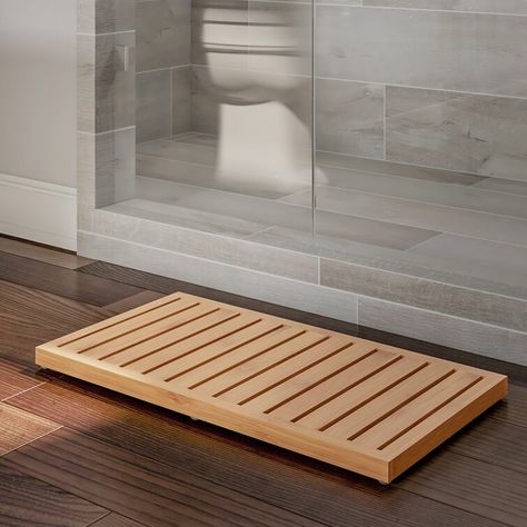 Loon Peak® Arthetta Rayon From Bamboo Bath Mat with Non-Slip Backing | Wayfair Bamboo Shower Bench, Bamboo Shower Mat, Wood Bath Mat, Teak Bathmat, Wood Bath Mats, Teak Shower Mat, Bamboo Bath Mat, Bath Mat Runner, Bamboo Bath Mats