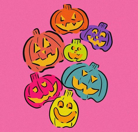 Stack of Jacks 🎃 Happy Halloweekend! . . . . . #whimsicalart #nonscaryhalloween #halloweenillustration #pinkhalloween… | Instagram Happy October, Halloween Illustration, Pink Halloween, October 27, Whimsical Art, Cute Halloween, Pumpkin Patch, Fall Halloween, Illustration Design