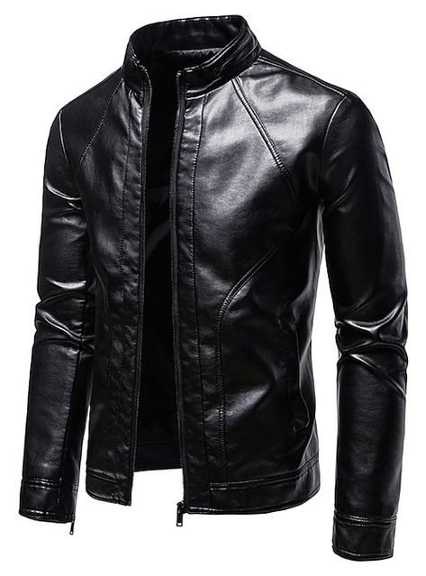 Business Streetwear, Mens Jackets Fall, Business Jacket, Winter Fashion Coats, Faux Leather Biker Jacket, Pu Leather Jacket, Men's Leather Jacket, Fall Fabric, Men Fashion Casual Outfits