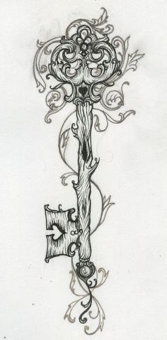 Elf Tattoo, Skeleton Key Tattoo, Key Tattoo Designs, Lower Back Tattoo Designs, Wood Tattoo, Tattoo Tree, Wiccan Tattoos, Key Tattoos, Girl Back Tattoos