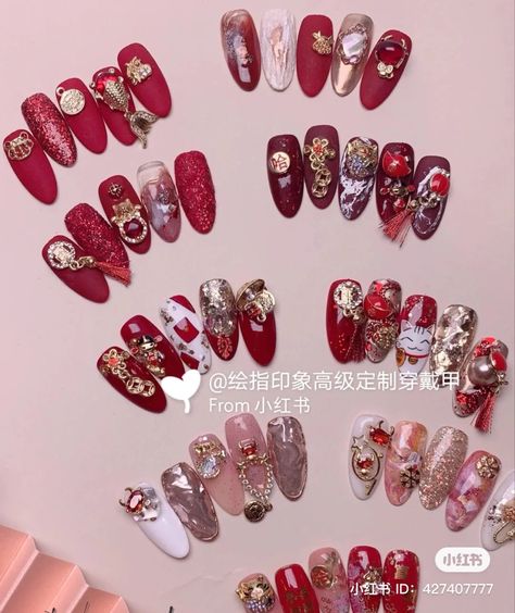 Nails 2023 Trends Korean, Cny 2024 Design, Chinese New Year Nails 2024, Lunar New Year Nails 2024, Nail Tet 2023, Chinese New Year Nails 2023, Chinese New Year Nail Art Design 2023, Cny Nails 2023, Cny Nails 2024