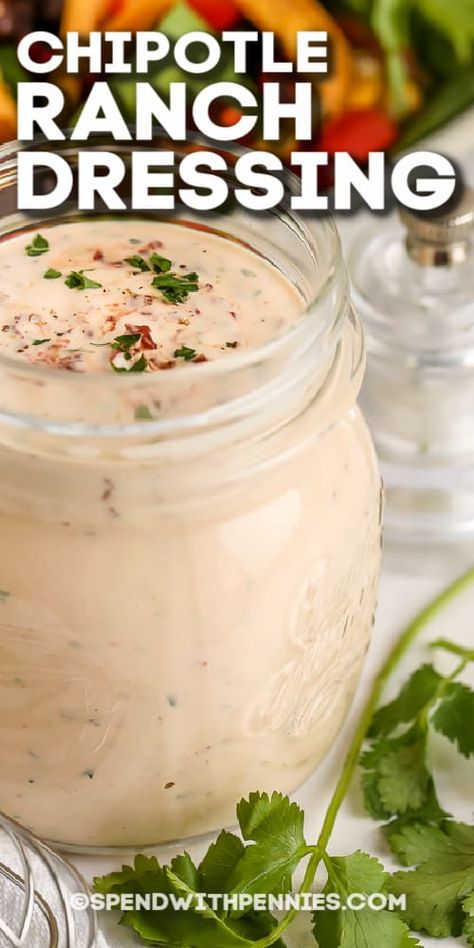 Homemade Chipotle Ranch, Chipotle Ranch Dressing Recipe, Chipotle Ranch Sauce, Spicy Ranch Dressing, Vegetarian Burrito, Chipotle Ranch Dressing, Chipotle Dressing, Homemade Dressings, Homemade Chipotle