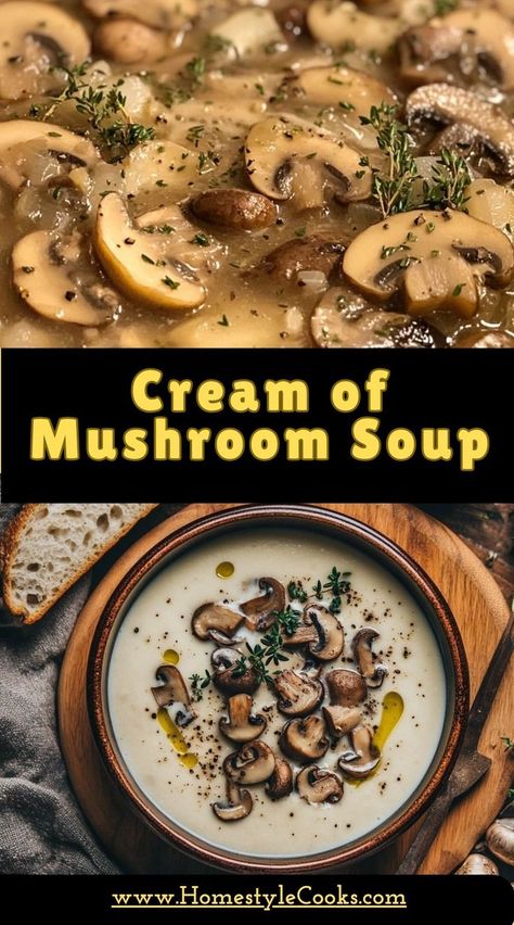 “This soup’s earthy richness feels indulgent but is so simple to make. It’s always a hit with family and friends!” Mushroom Soup Recipe, Comforting Soup, Mushroom Soup Recipes, Cream Of Mushroom Soup, Cream Of Mushroom, Creamed Mushrooms, Mushroom Soup, Soup Recipe, Family And Friends