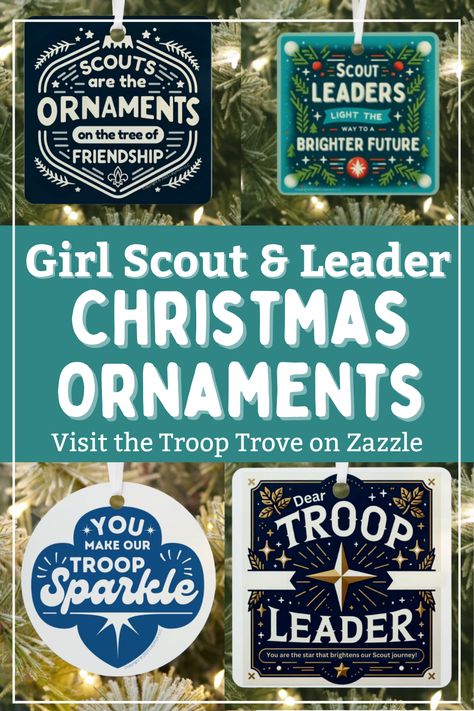 Find the perfect, heartfelt Christmas ornament for the special girl scout or troop leader in your life at the Troop Trove store on Zazzle. #GirlScouts #Scout #Troop #GiftIdeas #ScoutGifts Troop Leader Appreciation Gifts, Girl Scout Christmas Gifts, Girl Scout Troop Leader Gift Ideas, Diy Girl Scout Ornaments, Girl Scouts Christmas Ornaments, Girl Scout Ornaments Diy, Girl Scout Ornaments, Girl Scout Leader Gifts, Scout Ornaments