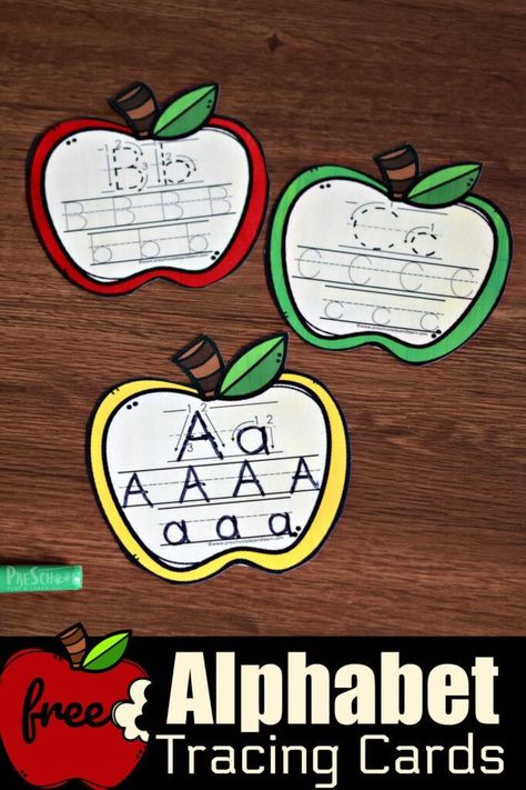 Practice making upper and lowercase letters with these super cute free traceable alphabet apple cards perfect for September. Simply print the apple printable, and have fun as you trace and erase this fun apple activity for fall. This is a great letter tracing practice for toddler, preschool, pre k, kindergarten, and first grade students. Apple Letters, Apple Alphabet, Apple Kindergarten, Apple Life Cycle, Apple Lessons, Apple Preschool, Fall Preschool Activities, Apple Activities, Free Printable Activities