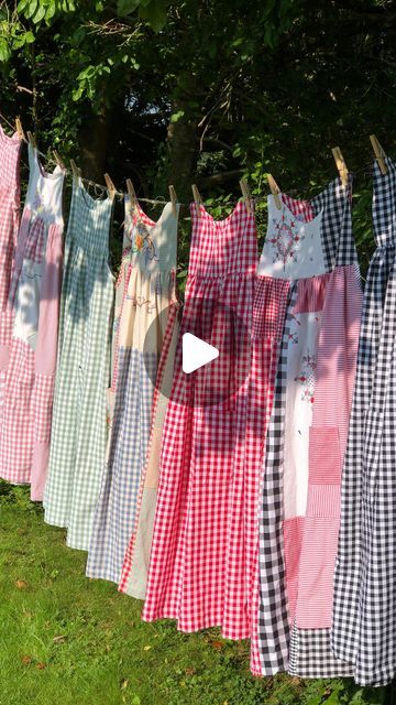 penelope on Instagram: "Plain and pearl ❤️ I use the leftover gingham from the Lele pinafores, add pieces from an old embroidered tablecloth, plus a few other scraps and that makes a patchwork pinafore. They are a labour of love as they take a while, but I think they’re worth it 😊 There will be a small sale of these this Sunday (30 June) at 5pm UK time on our website #upcycledclothing #upcycledfashion #sustainableclothing #repurposed #wearwhatyoulove #reducereuserecycle #remade #useallthescraps #zerowastesewing" Patchwork Pinafore, Tablecloth Upcycle, Patchwork Tablecloth, Embroidered Tablecloth, Reduce Reuse Recycle, Upcycled Fashion, Labour, Sustainable Clothing, Upcycle Clothes