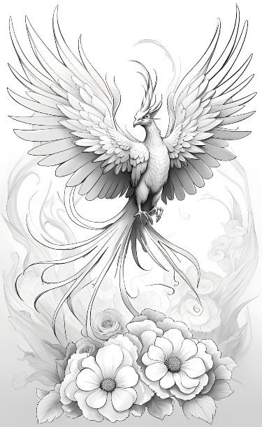 Creature Tattoo Ideas, Japanese Phoenix Tattoo Design, Phoenix And Flower Tattoo, Atrapasueños Tattoo, Tato Phoenix, Japanese Phoenix Tattoo, Rising Phoenix Tattoo, Phoenix Drawing, Phoenix Tattoo Feminine