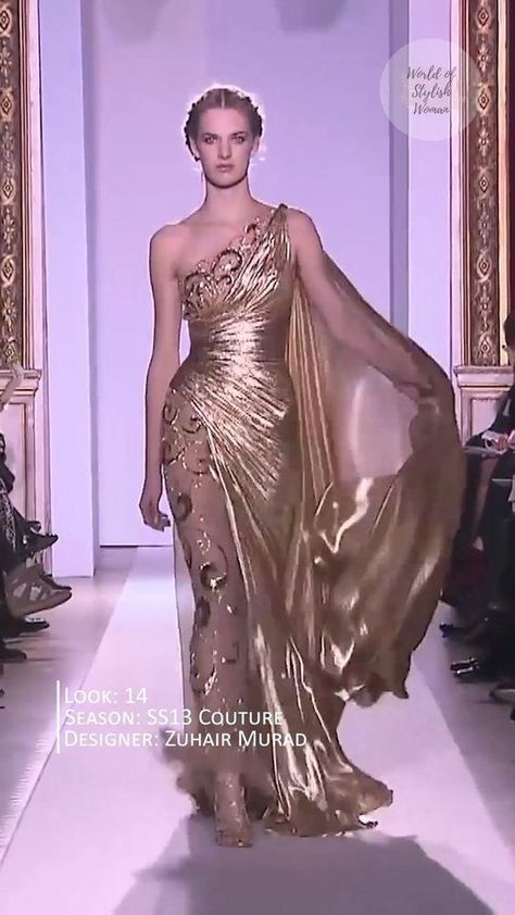 Golden Evening Gown, Draping Fashion, Gaun Fashion, Ball Gowns Evening, فستان سهرة, Zuhair Murad, Glam Dresses, Ball Gown Dresses, Looks Chic