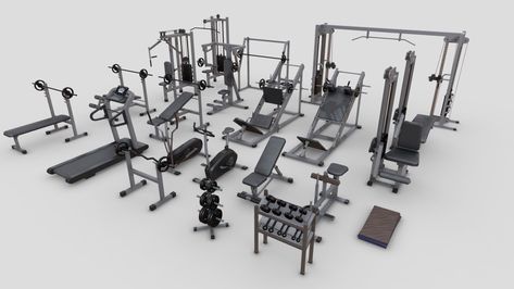 "Gym Equipments" by /Elvair Lima Planet Fitness, 3d Pictures, Planet Fitness Workout, 3d Warehouse, Augmented Reality, Fitness Workout, Low Poly, 3d Art, Gym Equipment