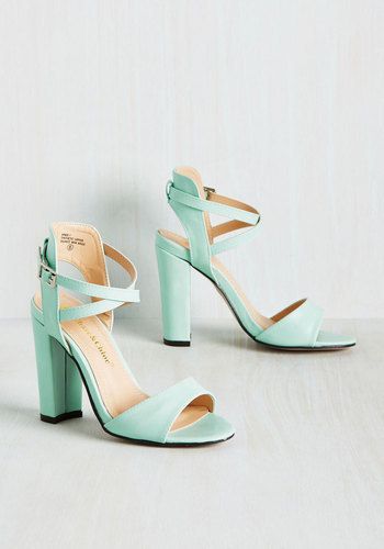 In Touch Footwear Flourishing Courage Heel Mint High Heels, Mint Green Heels, Mint Heels, Mint Green Shoes, Mint Shoes, Pastel Shoes, Indie Clothes, Wedding Shoes Flats, Strappy Shoes