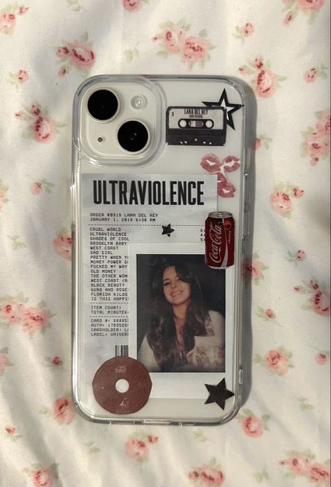 Phone Back Case Design Diy, Indivisualhub Phone Case Ideas, Aesthetic Phone Case Polaroid, Lana Del Rey Phone Case Diy, Clear Phone Case Ideas Lana Del Rey, Lana Del Rey Iphone Case, Coquette Phone Case Diy, Clear Phone Case Ideas Taylor Swift, Phone Case Stickers Lana Del Rey