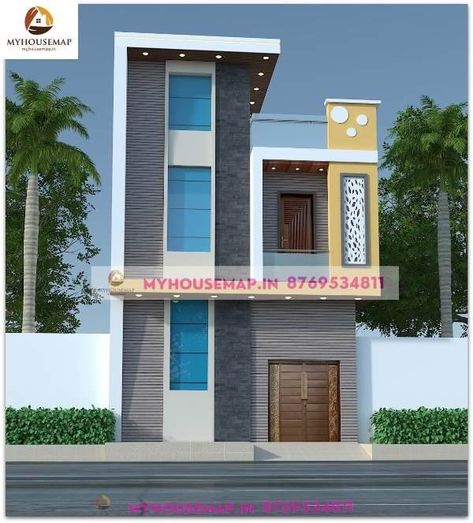 2 floor front elevation 20×40 ft Two Floor House Elevation, Two Floor House, Colour Combinations Interior, House Front Elevation, 2bhk House Plan, Duplex Design, Living Hall, Front Elevation Designs, Elevation Design