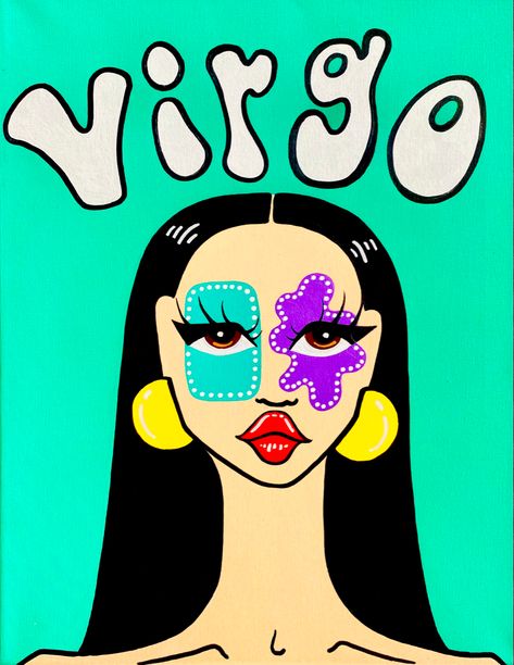 Part of my zodiac series ✨ Virgo Painting, Zodiac Sign Fashion, Astrology Art, Creative Painting, Trippy Art, Mini Canvas Art, Mini Canvas, Artist Style, Las Vegas Nevada