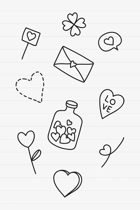 Doodle Art Love, Valentines Day Doodles, Valentine Drawing, Love Vector, Doodle Vector, Hand Doodles, Heart Doodle, Doodle Frames, Love Doodles