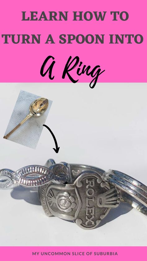 How To Make A DIY Spoon Ring Diy Spoon Ring How To Make, Spoon Ring Tutorial, How To Make Spoon Rings Diy, Old Tools Repurposed Junk Art, How To Make A Spoon Ring, Spoon Rings Diy Tutorials, Diy Spoon Ring, Cutlery Crafts, Make Spoon Rings