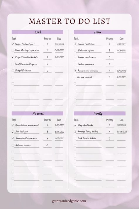 Master To Do List Example To Do List Example, List Template Free Printable, Master To Do List, Study Planner Printable Free, Vera Lane Studio, Life Goals List, Interactive Calendar, To Do List Template, Become More Productive