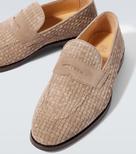 Woven Loafers, Men's Footwear, Suede Loafers, Cotton Polo Shirt, Slim Pants, Penny Loafers, Brunello Cucinelli, Loafer Shoes, Loafers Men