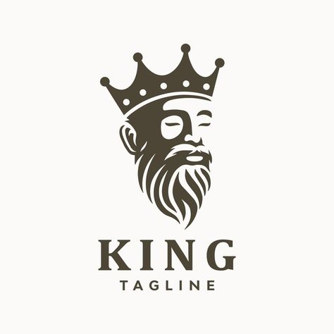 Zeus Logo, King With Crown, Beard King, Crown Logo, Logo Illustration, Logo Images, Old Men, Old Man, Bearded Men