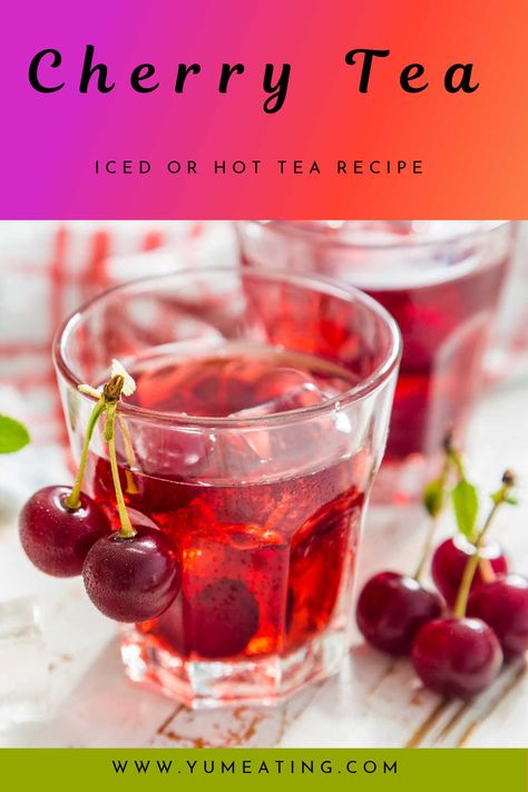 A great twist on the traditional tea, made with fresh cherries, black tea and lemon. Hot and iced recipe versions included, which makes this tea the perfect drink for any season. I have also included optional version with cherry leaves, if you want to try something a bit different. Cherry Iced Tea, Cherry Juice Benefits, Meatloaf With Oatmeal, Hot Tea Recipes, Cherry Drink, Cherry Tea, Drink Syrups, Tart Cherry Juice, Traditional Tea