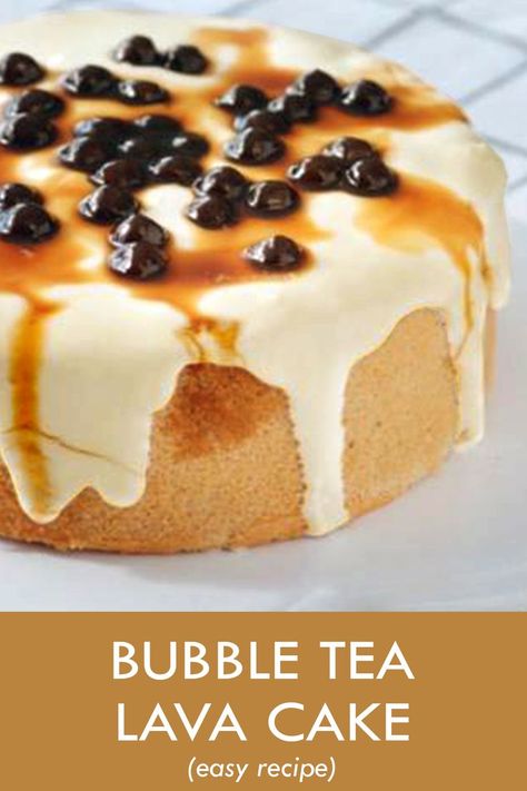 Bubble Tea Lava Cake Recipe Boba Cake, Boba Recipe, Bubble Tea Recipe, Lava Cake Recipes, Tea Cakes Recipes, Bubble Tea Boba, Bubble Milk Tea, Milk Cake, Tapioca Pearls