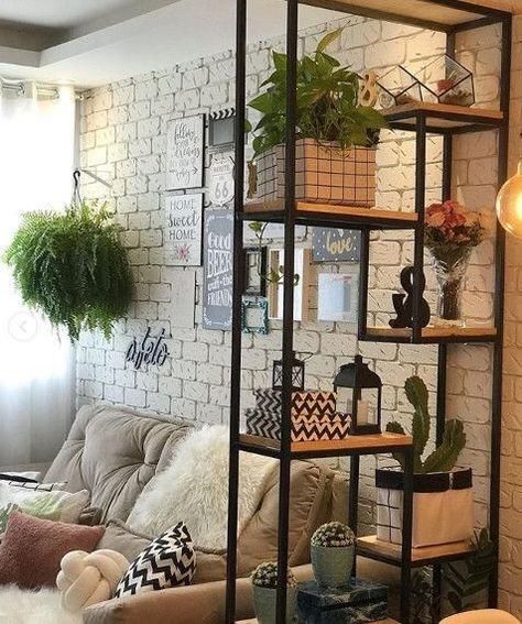 11 Living Room Ideas to Make the Most of Your Small Apartment - Decoholic Lots Of Plants, Small Apartment Living Room, Living Room Partition, Living Room Partition Design, Room Partition Designs, Small Apartment Living, Design Industrial, Living Room Decor Apartment, A Living Room