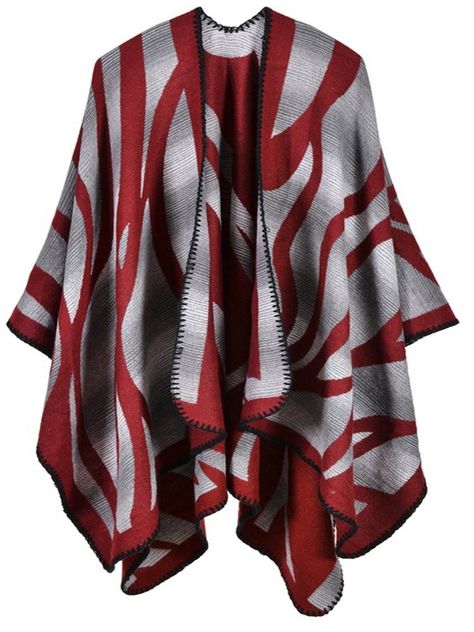 US$28,99 - Casual Print Irregular Shawl Cardigan for Women Shawl Coat, Fashion Design Inspiration, Winter Poncho, Cape Shawl, Cashmere Cape, Cashmere Poncho, Shawl Cardigan, Stripe Outfits, Cardigan Sweater Coat