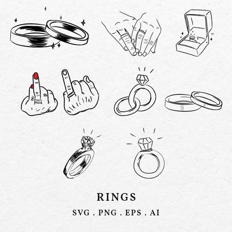 NookPaper - Etsy Croatia Ring Doodle, Wedding Ring Illustration, Wedding Illustration Drawings, Wedding Ring Drawing, Engagement Illustration, Wedding Doodles, Rings Drawing, Ring Clipart, Wedding Ring Icon