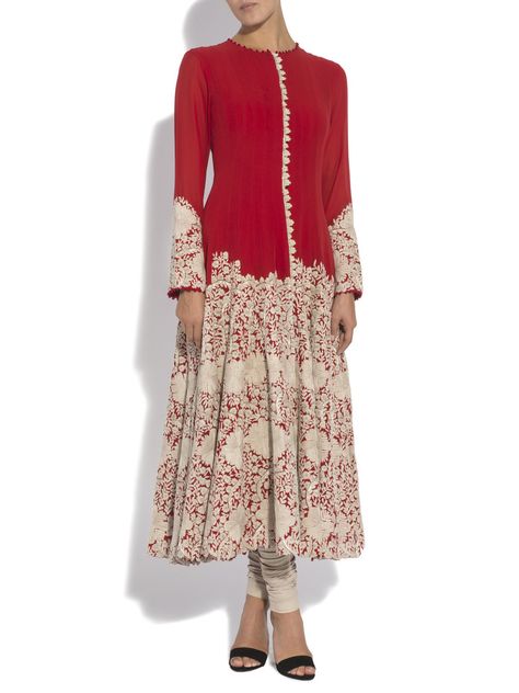 ANAMIKA KHANNA Floral embellished panelled Kurta. Anamika Khanna Suits, Hindu Clothing, Asian Couture, Vani Vats, Punit Balana, Indian Closet, Seema Gujral, Desi Attire, Western Outfits Men