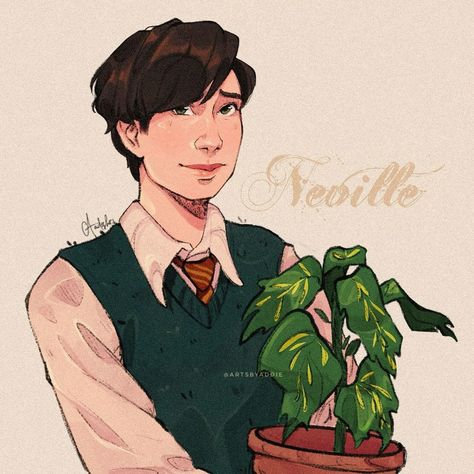 Addie | Character Artist | And lastly Neville Longbottom 🍀 . 🏷️ ——— #harrypotter #drawing #digitalillustration #procreate #procreateart #ipadartwork #femaleartist… | Instagram Pansy And Neville Fanart, Alice Longbottom Fanart, Neville Longbottom Fanart, Neville Longbottom Aesthetic, Hp Fanart, Gryffindor Pride, Potter Fanart, Cartoon Fanart, Gryffindor Aesthetic