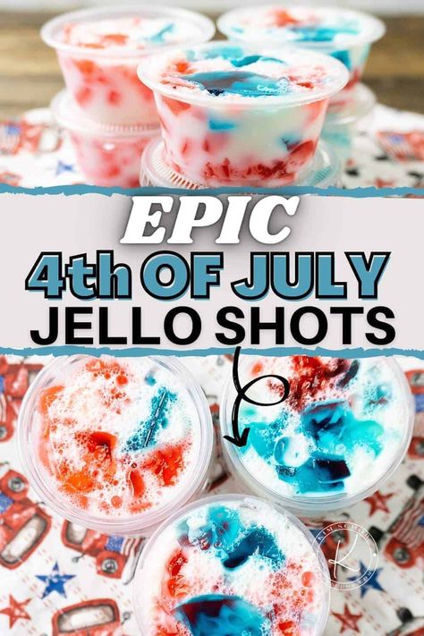 July 4th Jello Shots, Stained Glass Jello, 4th Of July Jello Shots, 4th Of July Jello, White Jello, Glass Jello, Blue Jello Shots, Jello Flavors, Blue Jello