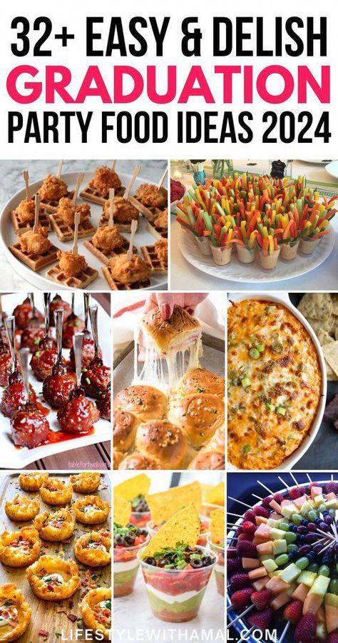 Looking for graduation party food ideas on a budget? You are at the right place! Check out these delicious finger food graduation party appetizers that you need to serve this year. They're quick and easy to make and guaranteed to feed a large crowd! Graduation party food ideas high school | Graduation party food ideas buffet | Graduation party food ideas easy Prom Finger Food Ideas, Grad Food Ideas High Schools, Easy Graduation Party Food Simple, Prom Food Ideas Snacks, High School Graduation Food Ideas Buffet, Grad Party Finger Foods, Finger Foods Graduation Party, Graduation Finger Foods, Prom Snack Table