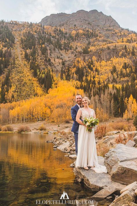 If you’re thinking about an elopement in Colorado, our blog will give you ideas, tips and photography inspiration! Destination weddings in Telluride, Ouray and Ridgway are our specialty, and we have packages for all budgets! Plus we will show sample photos of ceremony sites to help you choose a location for your outdoor adventure elopement. Exchange vows at a summer waterfall, Jeep to a 14,000-foot peak, yellow Aspen trees in the fall, or elope at a snow-covered mountain in winter. Telluride Colorado Elopement, Ouray Colorado Elopement, Telluride Colorado Winter, Ouray Elopement, Aspen Elopement, Fall Colorado Wedding, Telluride Colorado Wedding, Ridgway Colorado, Elopement Aesthetic