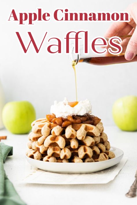 Apple Cinnamon Waffles – The perfect fall breakfast recipe! Homemade waffles made with applesauce and cinnamon and topped with an easy apple compote! Apple Waffles | Apple Breakfast Recipe | Apple Recipes | Waffle Recipe #apple #fall Apple Cinnamon Waffles, Apple Waffles, Apple Compote, Fall Recipes Breakfast, Cinnamon Waffles, Easy Breakfast Brunch, Apple Breakfast, Waffle Ingredients, Friends Recipes