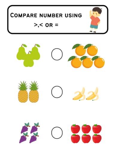 Pictures Of Fruits And Vegetables, Pictures Of Fruits, Comparing Numbers Worksheet, Number Worksheets Kindergarten, Number Worksheet, Greater Than Less Than, Comparing Numbers, Worksheets Kindergarten, Number Worksheets