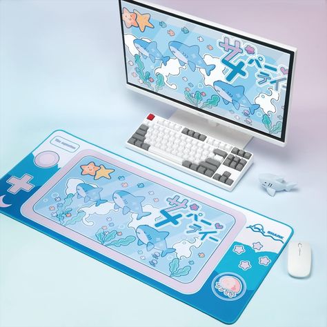 Envision a Cute Shark Party Desk Mat—a whimsical addition to your workspace that infuses a playful underwater vibe. This desk mat features an adorable shark party theme, creating a delightful atmosphere for work or play. The charming design not only adds a touch of cuteness to your desk but also provides a smooth surface for your mouse and other essentials. Dive into productivity or gaming with this cheerful desk mat that turns your work area into a lively underwater celebration.
-Nexa Cool Sea Creatures, Ocean Room Decor, Gamer Desk, Cute Table, Ocean Room, Cute Shark, Shark Party, Gaming Room Setup, Baby Mouse