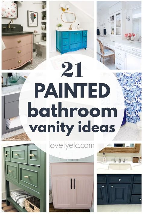 Painting your bathroom vanity is one of the cheapest and easiest ways to quickly update a dated bathroom. But choosing the perfect paint color can the hardest part! These beautiful painted bathroom cabinets are full of gorgeous paint color inspiration. Choose your favorite vanity paint color and transform your bathroom cabinets this week! Diy Bathroom Vanity Makeover, Painted Bathroom Vanity, Farmhouse Style Bathroom Vanity, Bathroom Cabinet Makeover, Bathroom Cabinet Colors, Magic Decor, Painted Vanity Bathroom, Bathroom Cabinets Diy, Bathroom Vanity Remodel