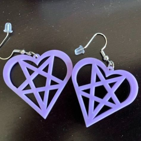 New! New Purple Pastel Goth Pentagram Heart Star Dangle Earrings Halloween Rave Fest was just added to eBay. Check it out! #eBay #eBaySeller Purple Pastel Goth, Silly Earrings, Halloween Rave, Emo Pastel, Purple Goth, Star Dangle Earrings, Pink Goth, Goth Accessories, Purple Pastel