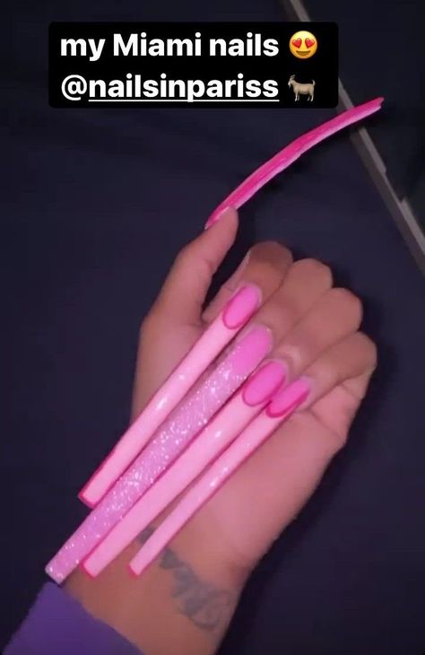 Long Pink Acrylic Nails, Long Red Nails, Bright Pink Nails, Long Nail Designs, Dope Nail Designs, Exotic Nails, Long Acrylic Nails Coffin, Long Acrylic, Long Square Acrylic Nails