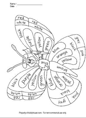 Numbers Craft, Butterflies Activities, Craft Techniques, Teaching Colors, English Activities, School Worksheets, Color Worksheets, Activity Sheets, Preschool Worksheets