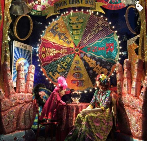 Fortune Teller Dream Retail Window Display Ideas, Retail Window Display, Window Display Ideas, Fashion Window Display, Dark Circus, Christmas Windows, Store Window Display, Store Window Displays, Christmas Window Display