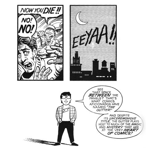 Scott McCloud - The Gutter Senior Year Art, Scott Mccloud, Comic Reference, College Inspiration, Sequential Art, Art Help, How To Make Comics, Comic Collection, Writing Tips