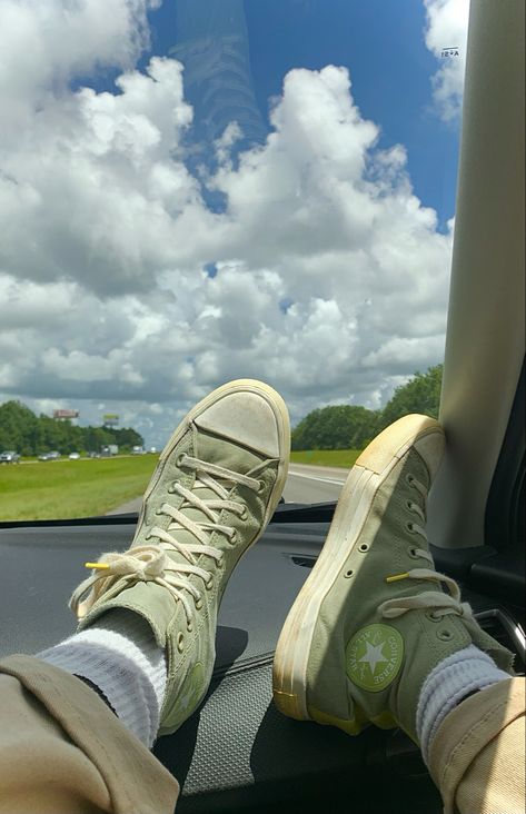 Pastel Converse Aesthetic, Sage Converse Outfit, Sage Converse, Sage Green Converse, Sage Green Hair, Ella Core, Car Green, Hair References, Green Platform