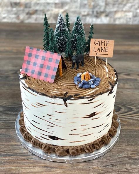 Happy Camper Cake Ideas, Camping Smash Cake 1st Birthdays, Camping First Birthday Cake, One Happy Camper First Birthday Smash Cake, One Happy Camper Sheet Cake, Camper Cake Ideas, Camp Themed Cake, One Happy Camper First Birthday Cake Smash, One Happy Camper Outfit